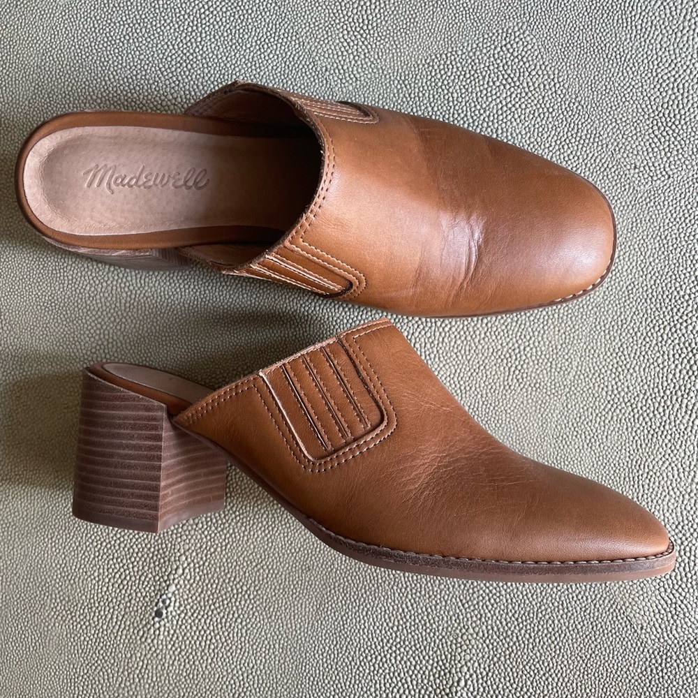 Madewell Carey Mule Brown Leather Clog Size 9